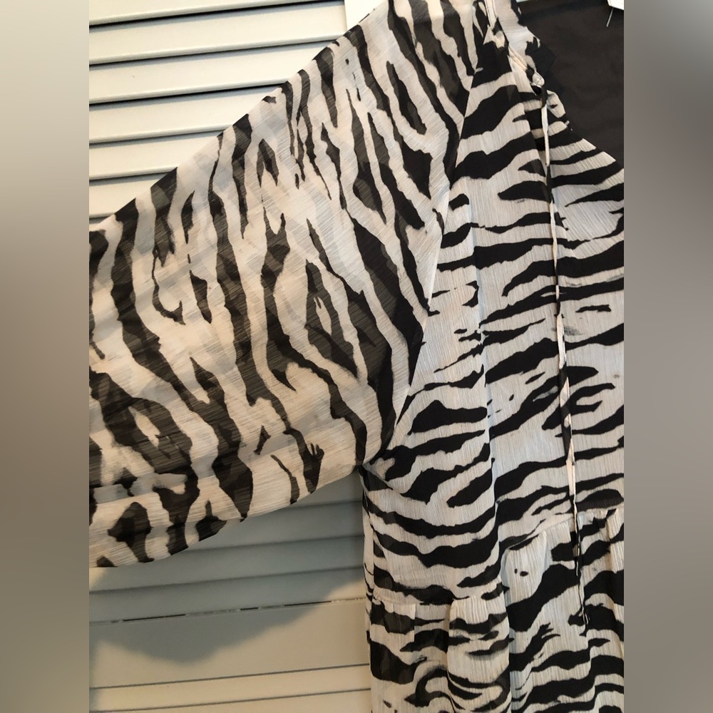 H&M Zebra-Print Long Sleeve Dress - Black and Cream - Picture 2 of 6
